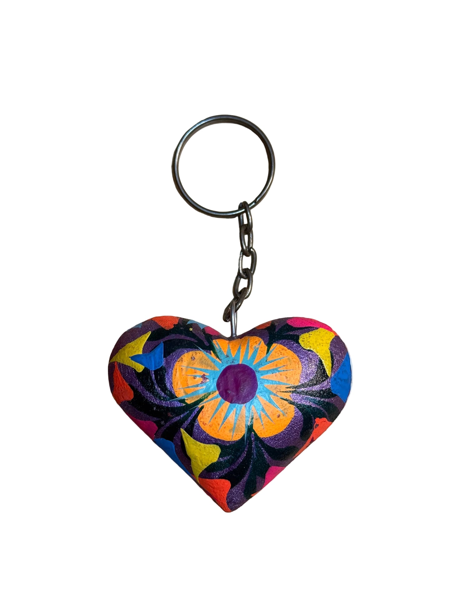 Hand-Painted Heart Tassel Keychain | Mexican Folk Art Charm