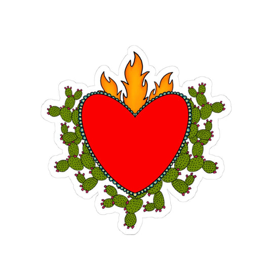 Amor Eterno Vinyl Sticker: Latin Heart & Cactus Decal