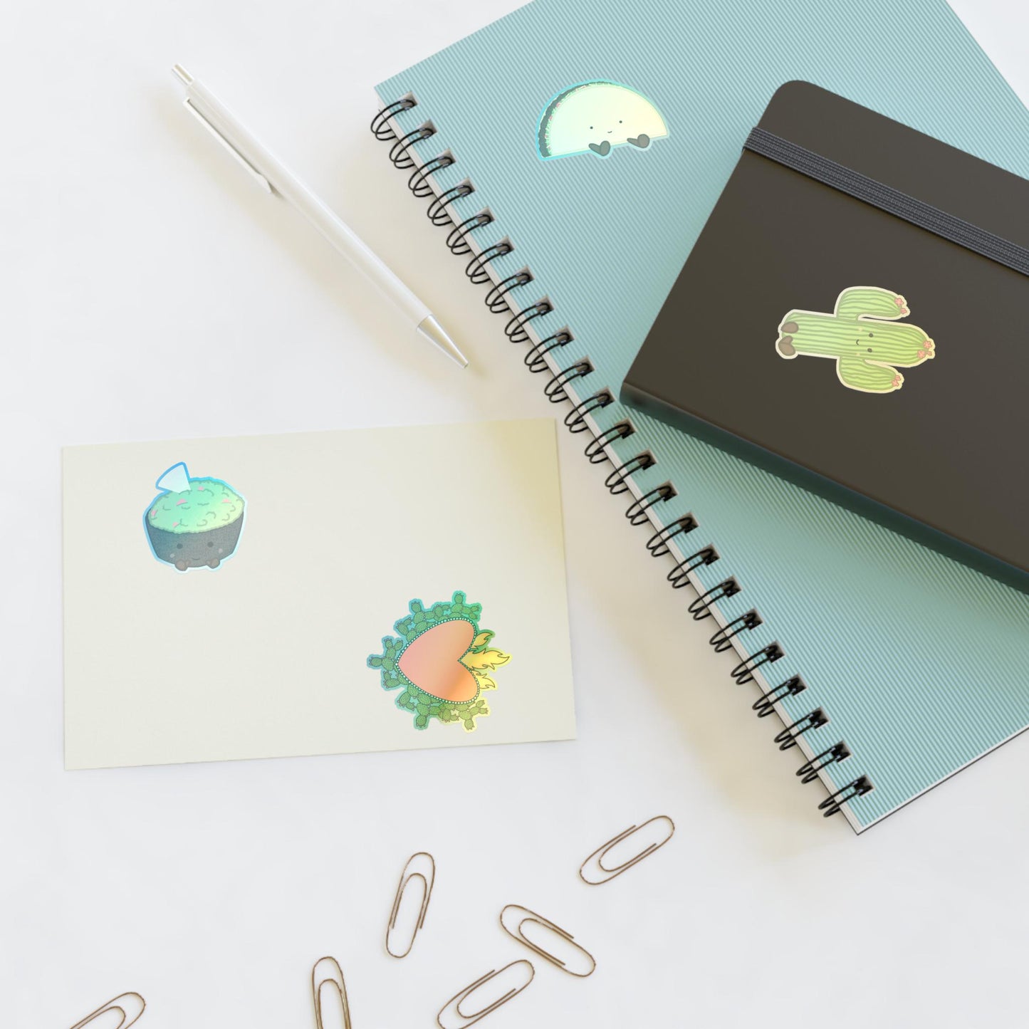 Latin Food Sticker Sheets: Taco, Cactus & Heart - Scrapbooking, Journaling