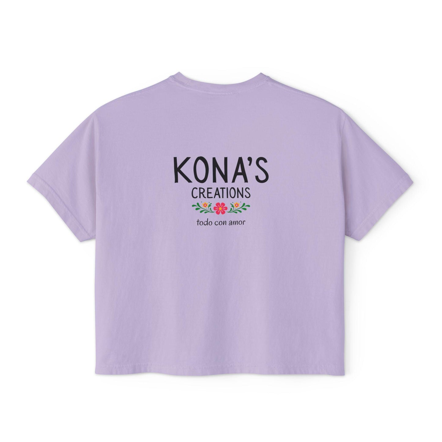 Floral Folk Art Dog Kona's Creations Tee | Boxy Women's Tee