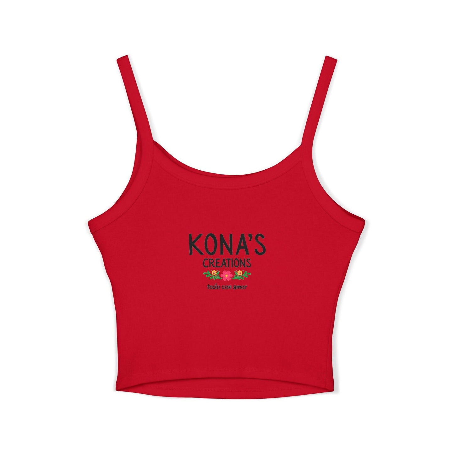 Floral Dog Logo Tank Top | Kona's Creations Cropped Spaghetti Strap