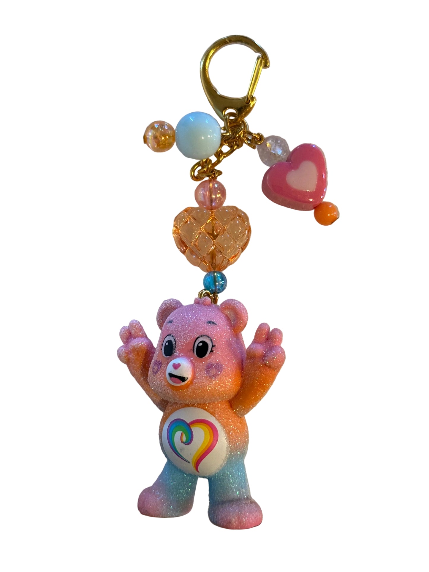 Glittery Care Bear keychain bag charms