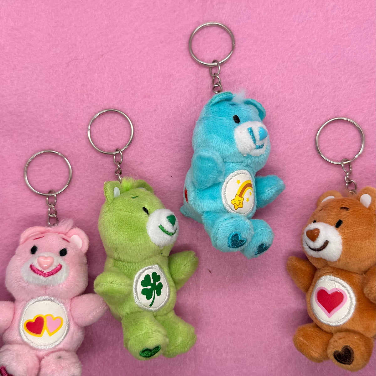 Plush care bear keychains upcycled plushies