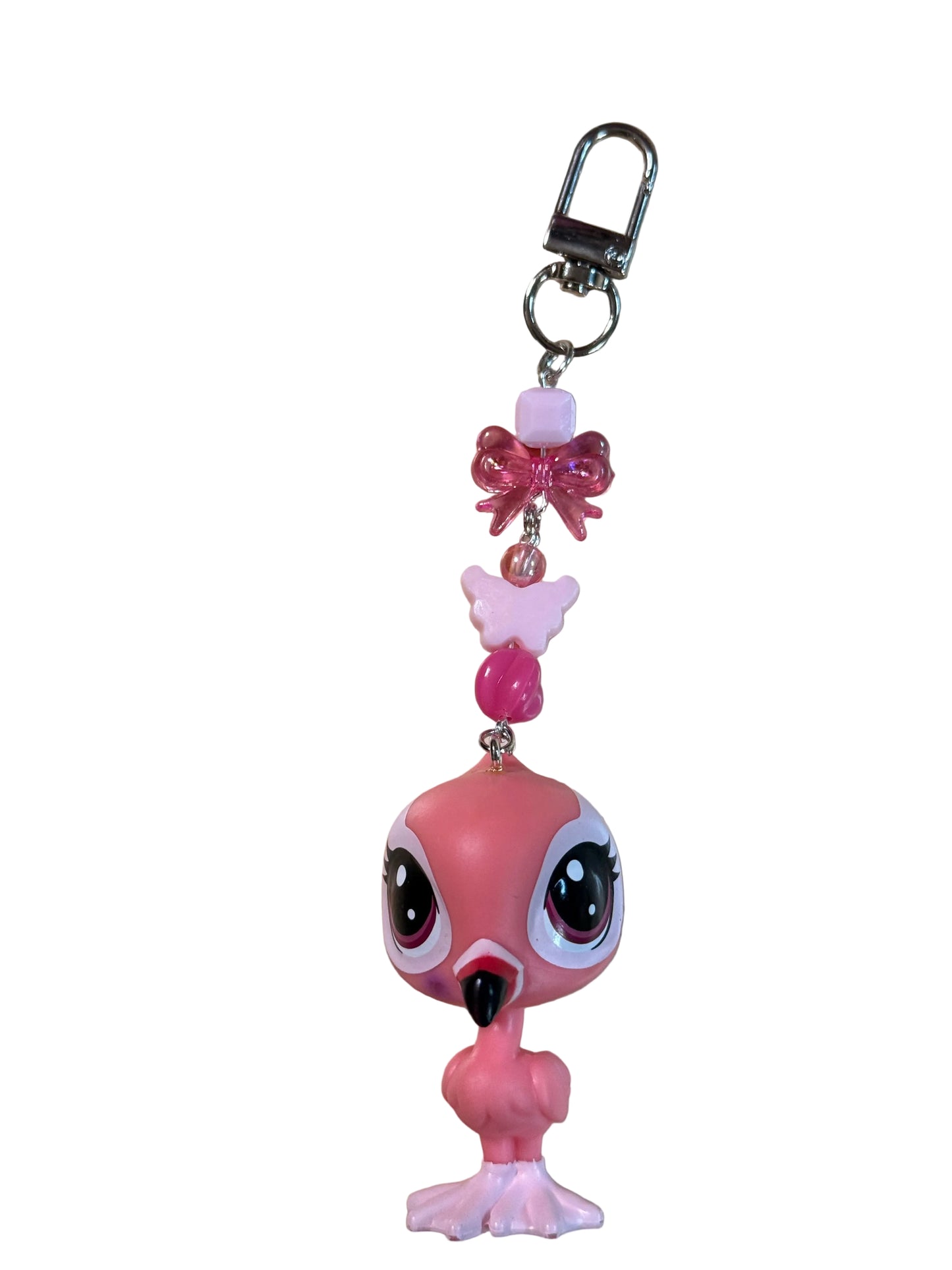Vintage LPS Keychain: Handcrafted Beaded Bag Charm from vintage little pet shops