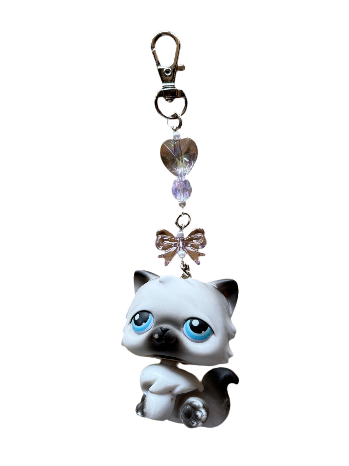 Vintage LPS Keychain: Handcrafted Beaded Bag Charm from vintage little pet shops