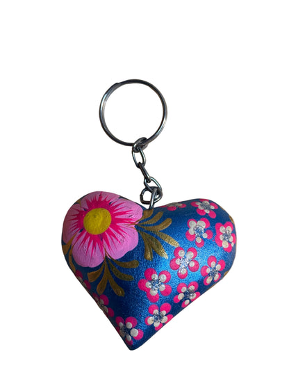 Hand-Painted Heart Tassel Keychain | Mexican Folk Art Charm