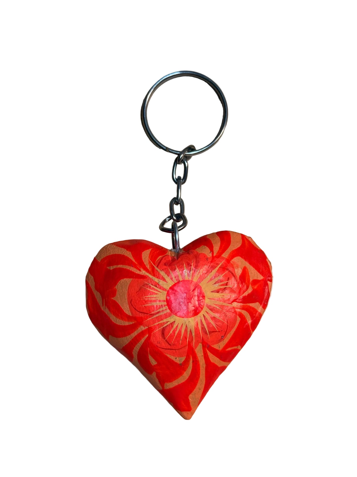 Hand-Painted Heart Tassel Keychain | Mexican Folk Art Charm
