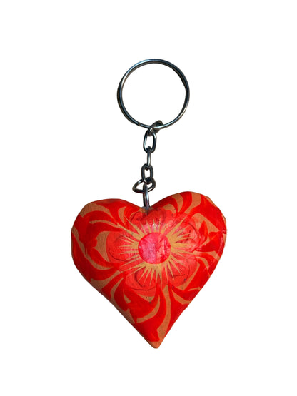 Hand-Painted Heart Tassel Keychain | Mexican Folk Art Charm