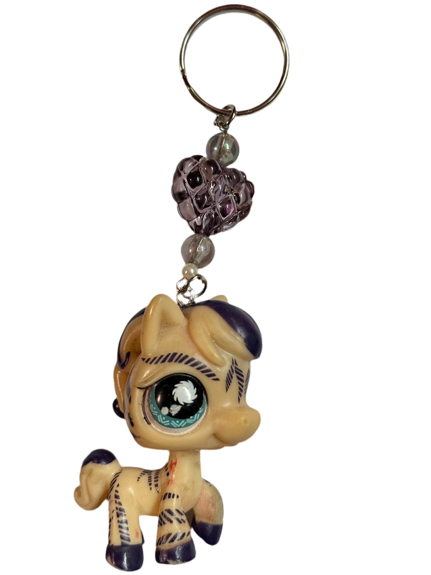 Vintage LPS Keychain: Handcrafted Beaded Bag Charm from vintage little pet shops