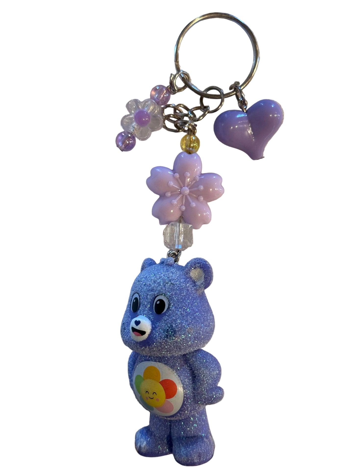 Glittery Care Bear keychain bag charms