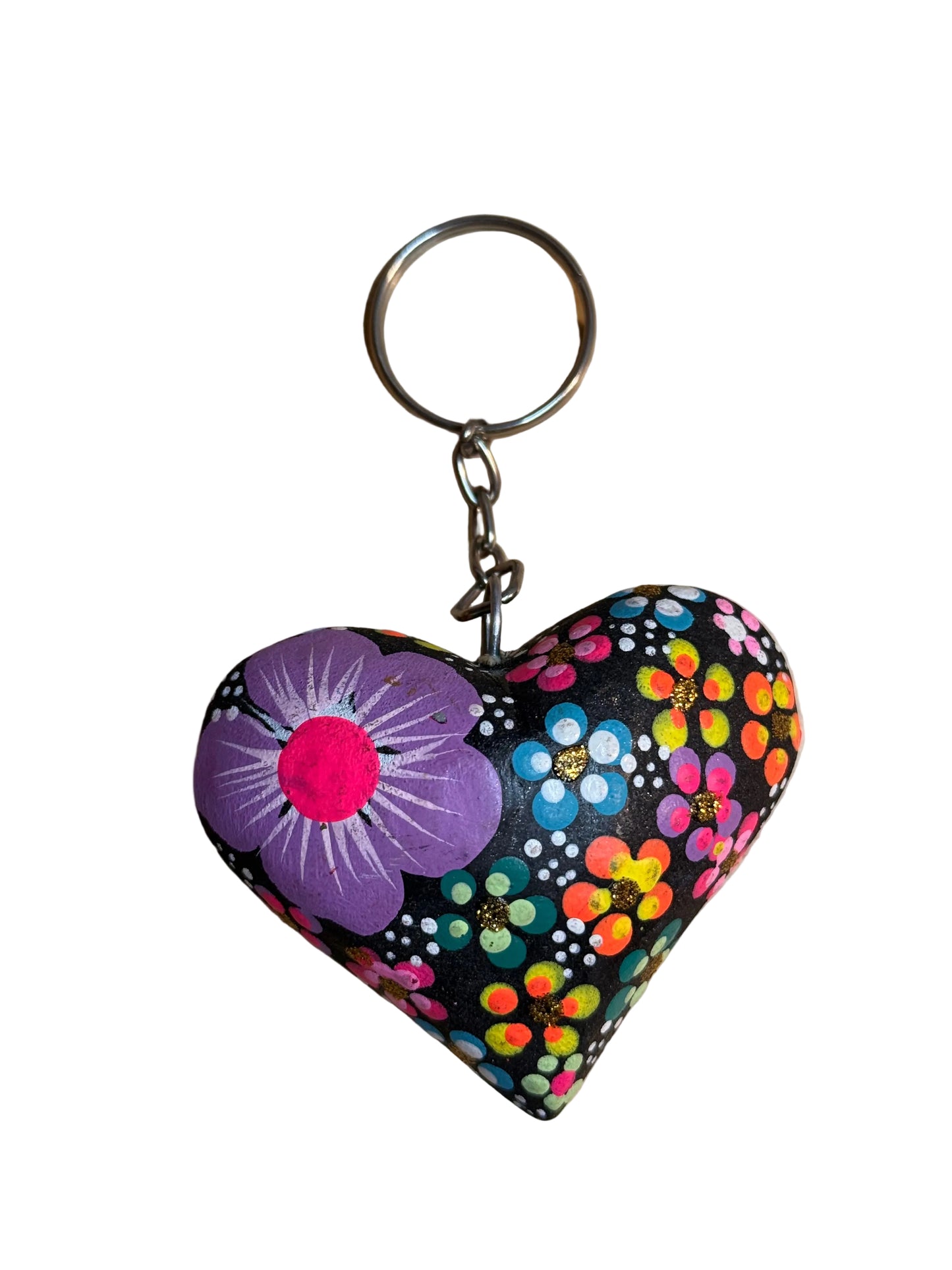 Hand-Painted Heart Tassel Keychain | Mexican Folk Art Charm