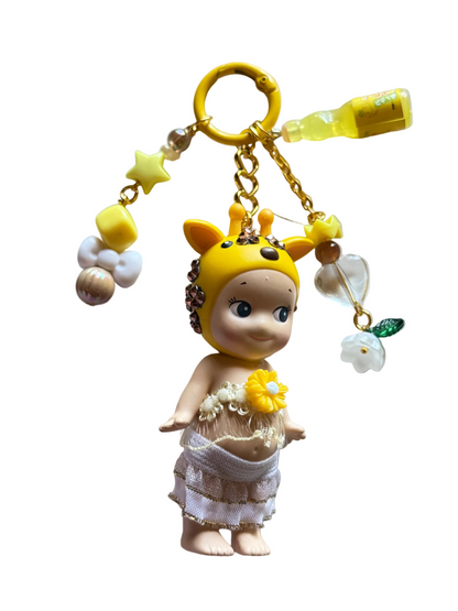 Bedazzled Sonny Angel Bag Charm – Handmade Rhinestone Kawaii Keychain