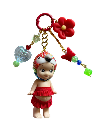Bedazzled Sonny Angel Bag Charm – Handmade Rhinestone Kawaii Keychain