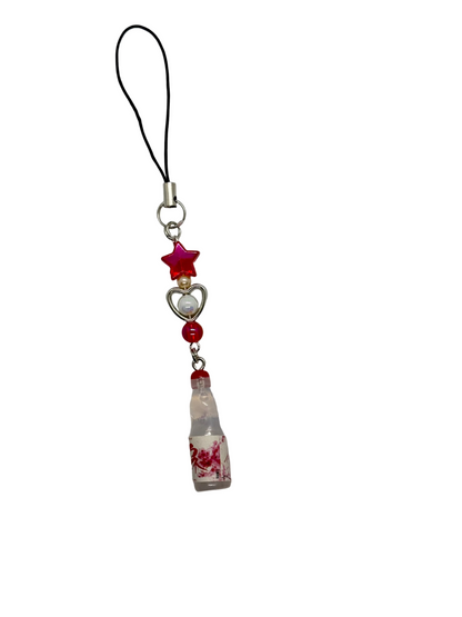 Mini Soda Bottle Charm Keychain – Cute Handmade Beaded Phone Strap