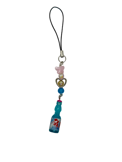 Mini Soda Bottle Charm Keychain – Cute Handmade Beaded Phone Strap