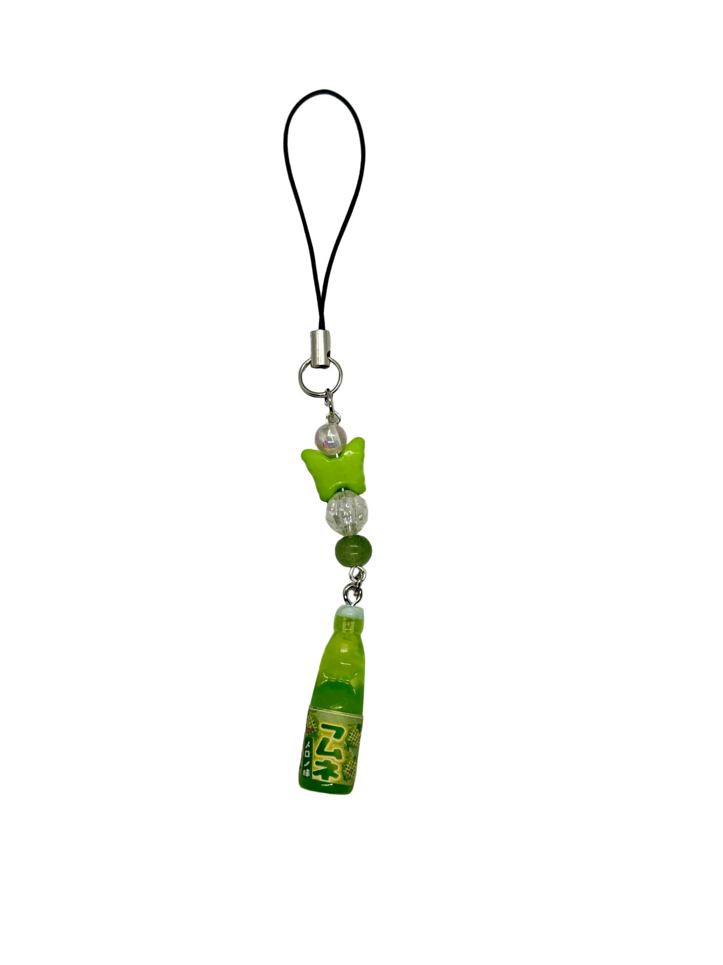 Mini Soda Bottle Charm Keychain – Cute Handmade Beaded Phone Strap