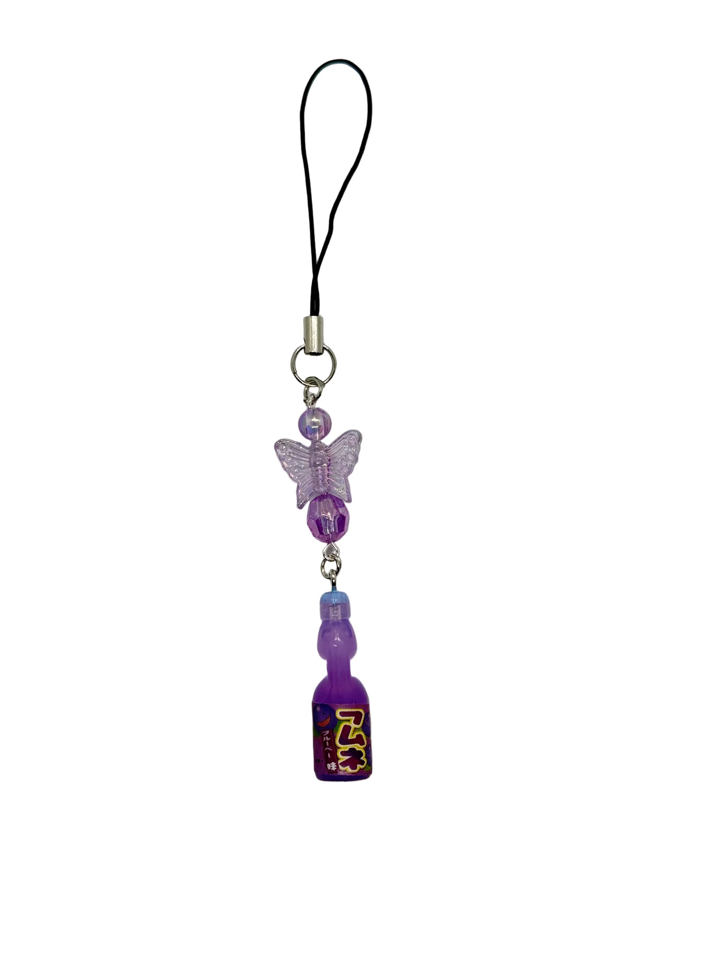 Mini Soda Bottle Charm Keychain – Cute Handmade Beaded Phone Strap
