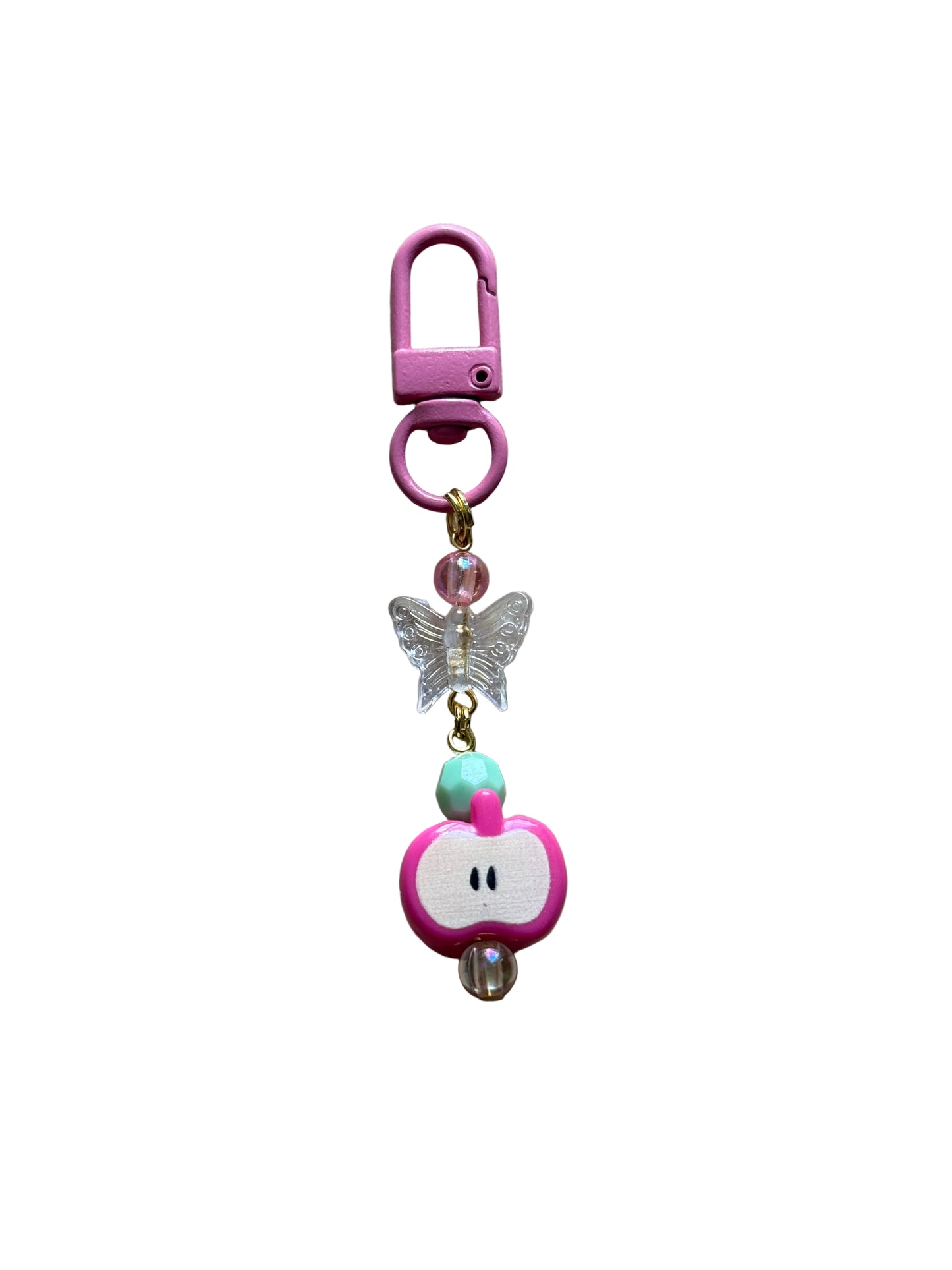 Handmade Apple Beaded Keychain – Cute Bag Charm, Colorful Clip Accessory