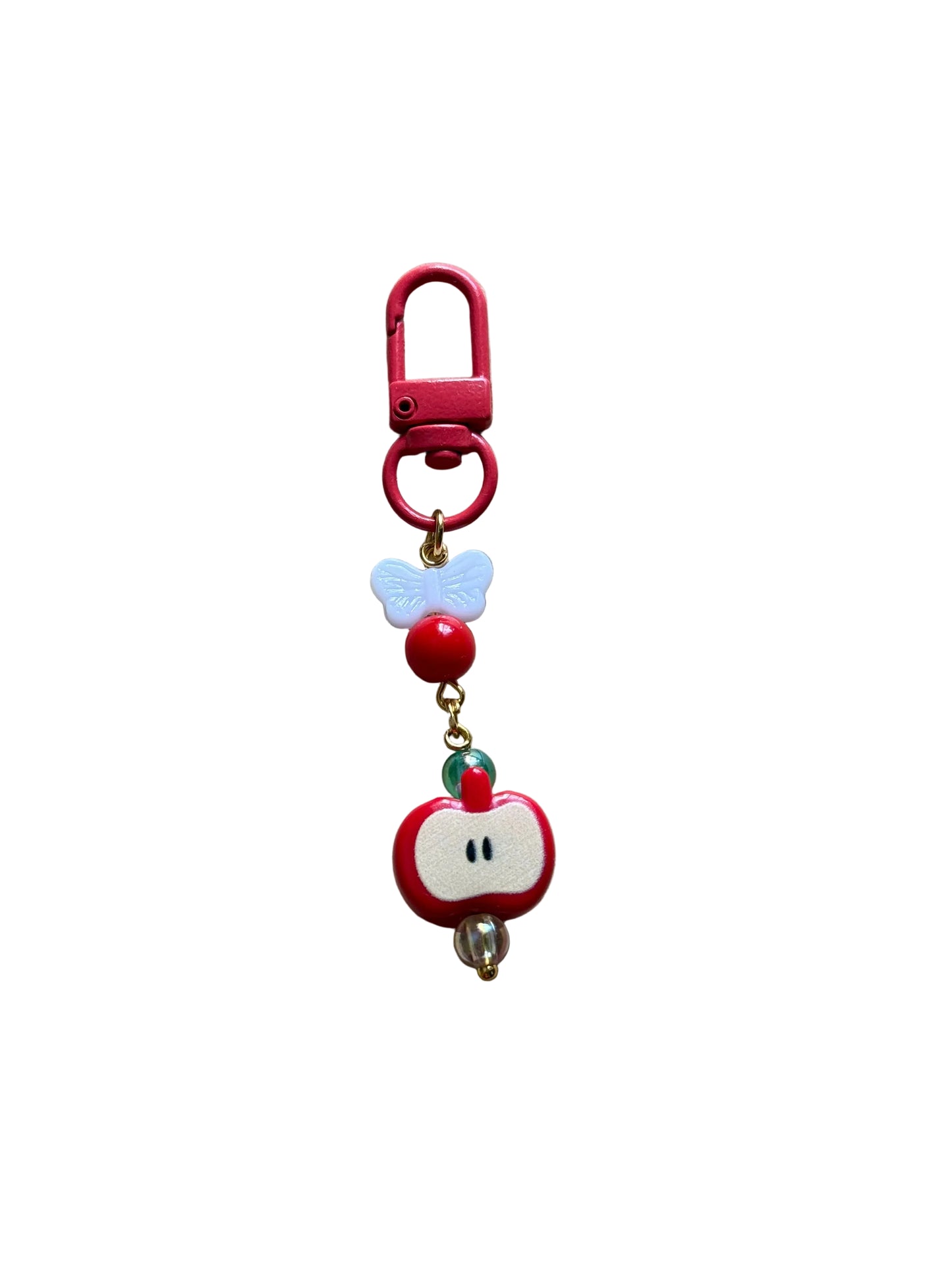 Handmade Apple Beaded Keychain – Cute Bag Charm, Colorful Clip Accessory