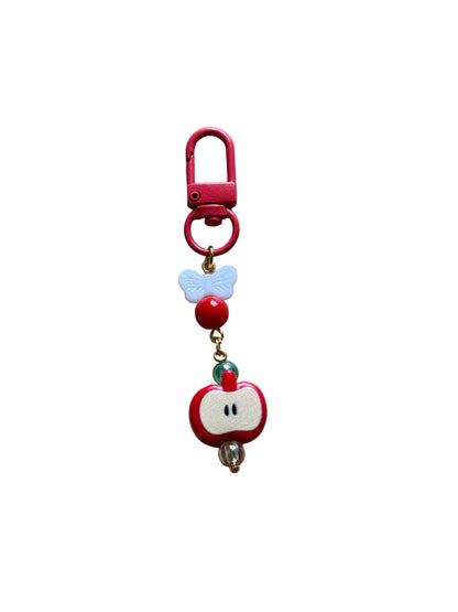 Handmade Apple Beaded Keychain – Cute Bag Charm, Colorful Clip Accessory