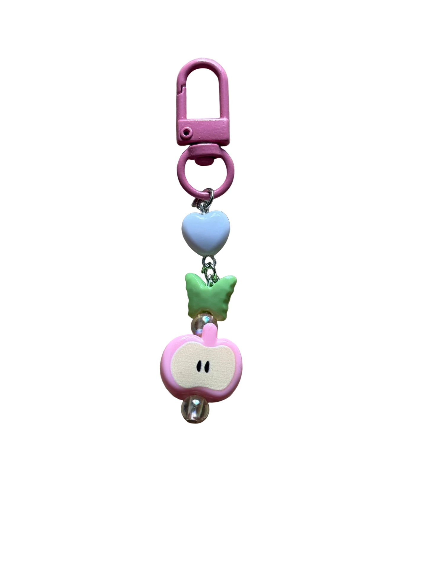 Handmade Apple Beaded Keychain – Cute Bag Charm, Colorful Clip Accessory