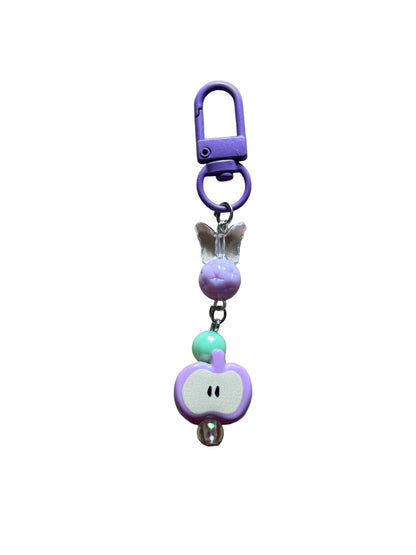 Handmade Apple Beaded Keychain – Cute Bag Charm, Colorful Clip Accessory