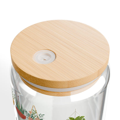 Plant Mom Sipper Glass (16oz): Eco-Friendly Drinkware with Bamboo Lid