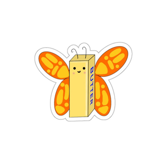 Butterfly Butter Die-Cut Sticker: Kawaii Laptop, Water Bottle Decal