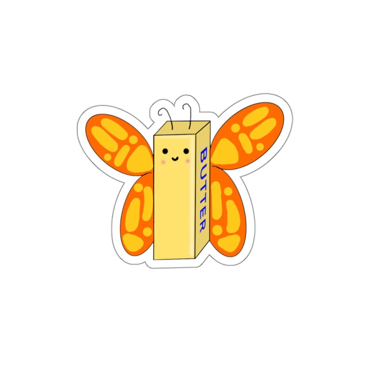 Butterfly Butter Die-Cut Sticker: Kawaii Laptop, Water Bottle Decal