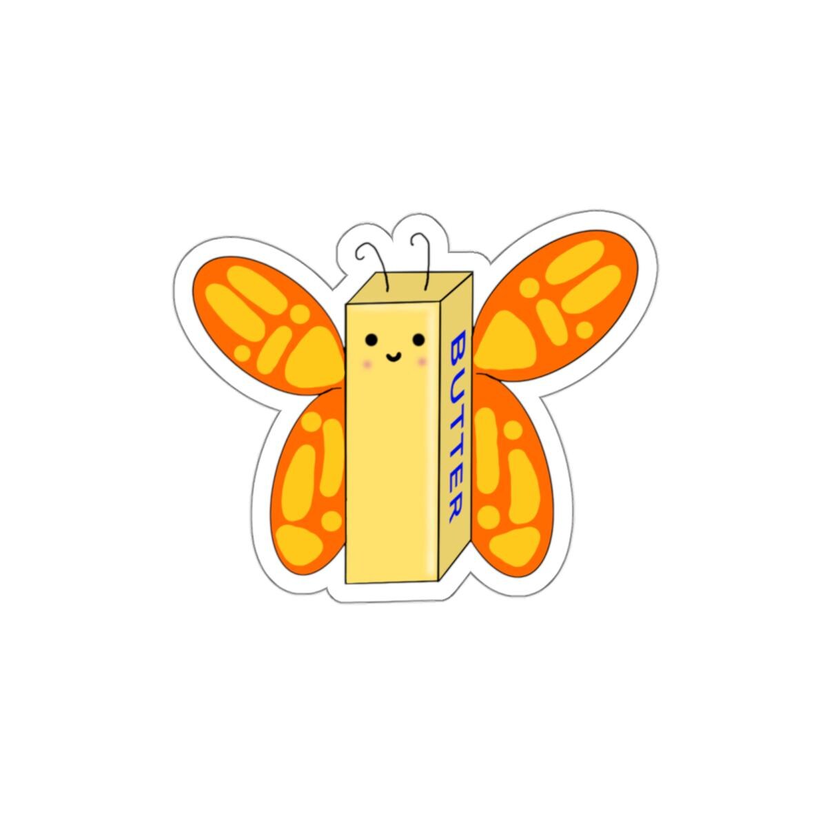 Butterfly Butter Die-Cut Sticker: Kawaii Laptop, Water Bottle Decal