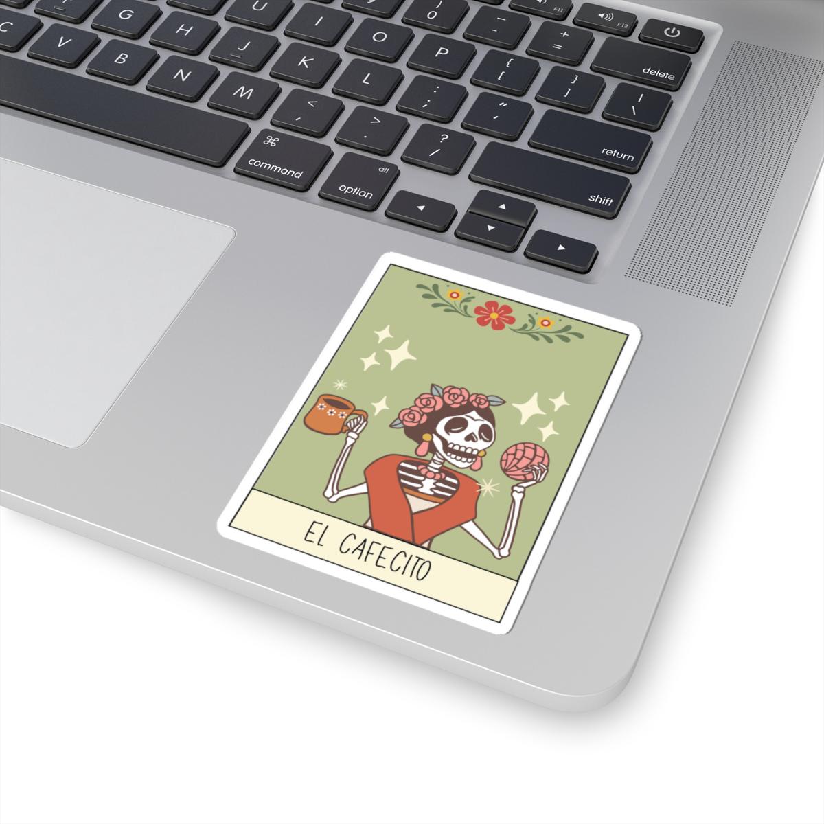 El Cafecito Kiss-Cut Sticker: Día de los Muertos Loteria Art