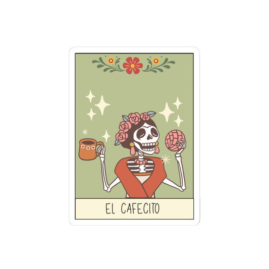 El Cafecito Kiss-Cut Sticker: Día de los Muertos Loteria Art
