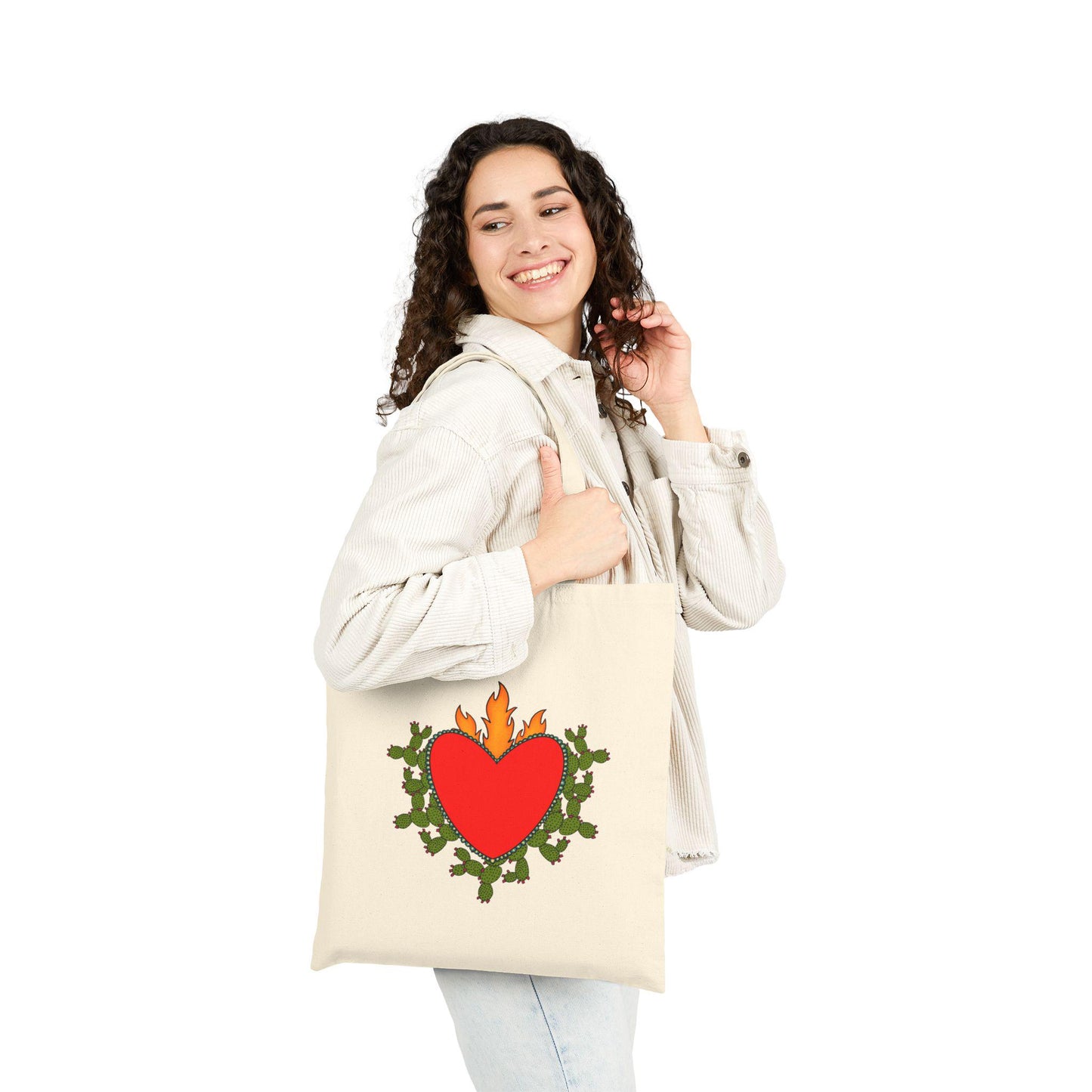 Amor Eterno Cotton Canvas Tote Bag: Reusable Eco-Friendly Shopping Bag