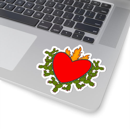 Amor Eterno Vinyl Sticker: Latin Heart & Cactus Decal