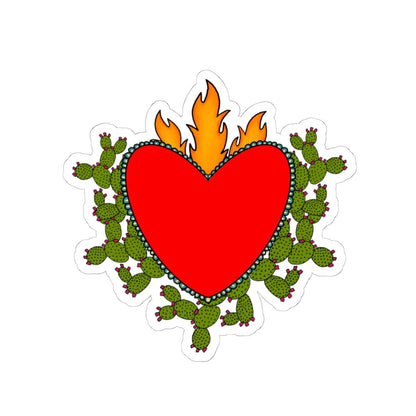 Amor Eterno Vinyl Sticker: Latin Heart & Cactus Decal