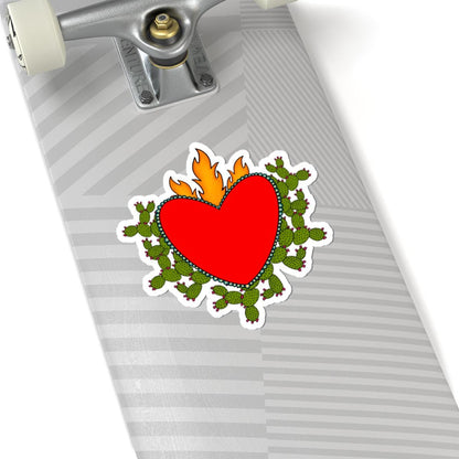 Amor Eterno Vinyl Sticker: Latin Heart & Cactus Decal