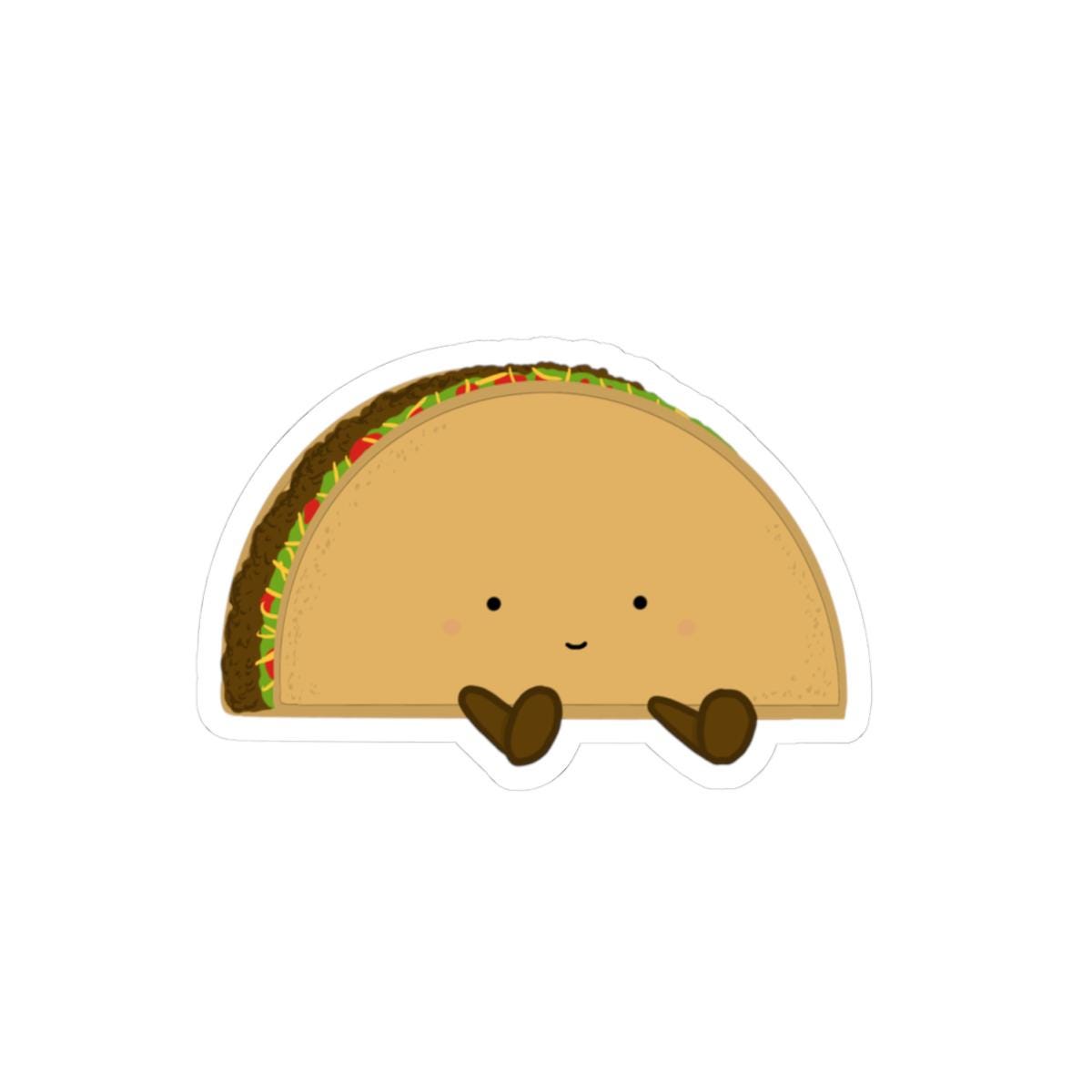 Cute Taco Kiss-Cut Stickers | Cute Taco Laptop Decals, Fun Planner Stickers, Cartoon Vinyl Stickers, Foodie Gifts, Cute Home Decor