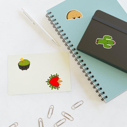 Latin Food Sticker Sheets: Taco, Cactus & Heart - Scrapbooking, Journaling