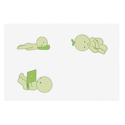 Cute little green guys Stickers for Journals, Scrapbooking, Kids Decor, Plant Lovers Gifts, Fun Greenery Decor