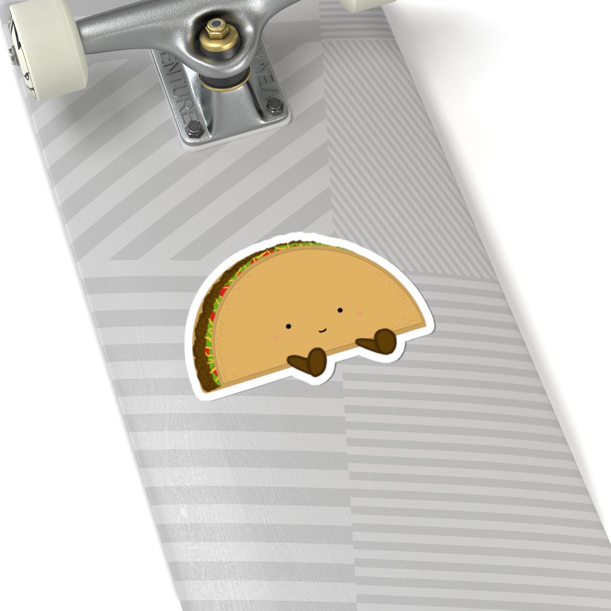 Cute Taco Kiss-Cut Stickers | Cute Taco Laptop Decals, Fun Planner Stickers, Cartoon Vinyl Stickers, Foodie Gifts, Cute Home Decor