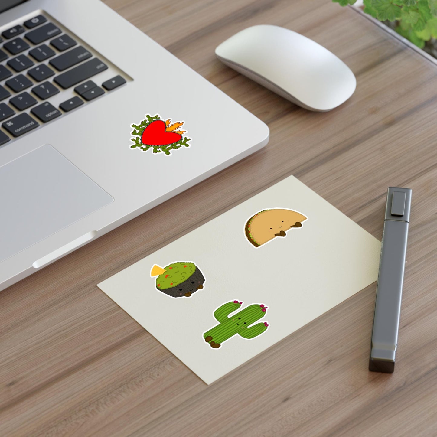 Latin Food Sticker Sheets: Taco, Cactus & Heart - Scrapbooking, Journaling