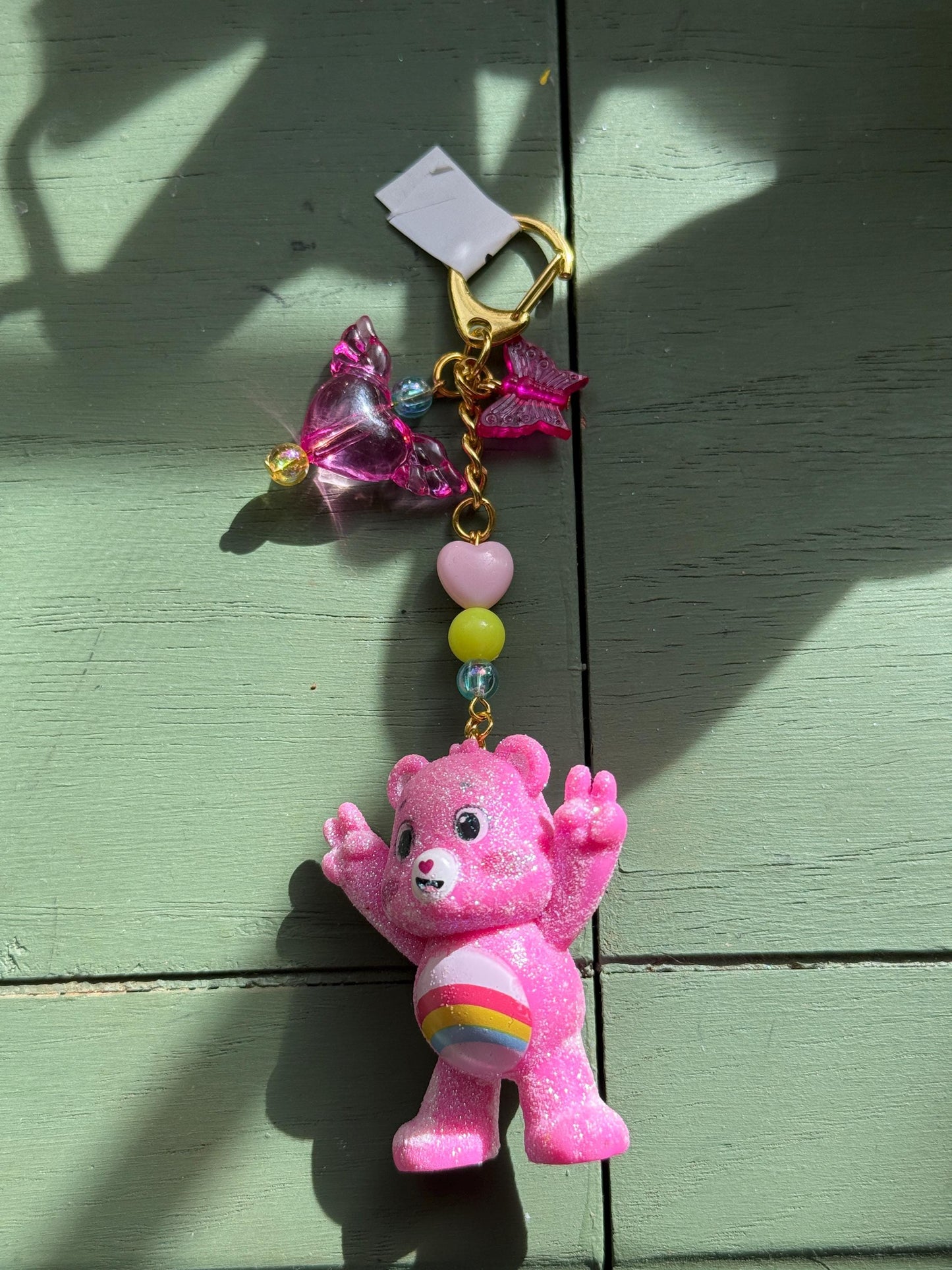 Upcycled Care Bear Keychain • Handmade Nostalgic Bag Charm