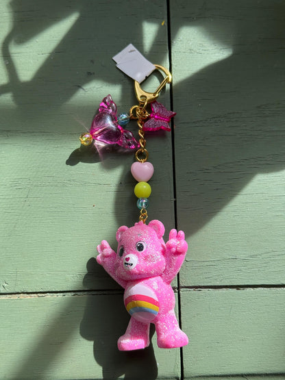 Upcycled Care Bear Keychain • Handmade Nostalgic Bag Charm
