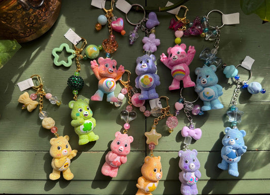 Upcycled Care Bear Keychain • Handmade Nostalgic Bag Charm