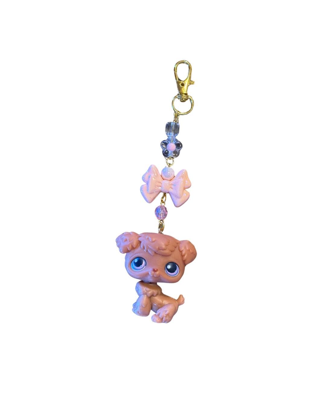 Vintage LPS Keychain: Handcrafted Beaded Bag Charm from vintage little pet shops