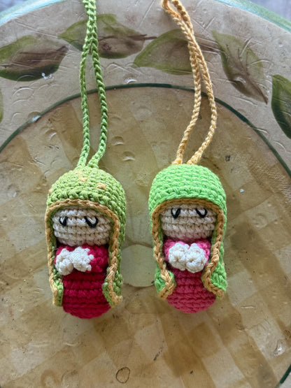 Crochet Virgin Mary Keychain • Mexican Folk Art Amigurumi Ornament