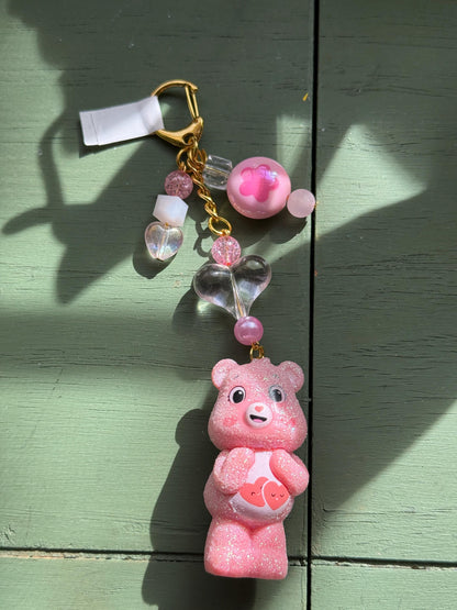Upcycled Care Bear Keychain • Handmade Nostalgic Bag Charm