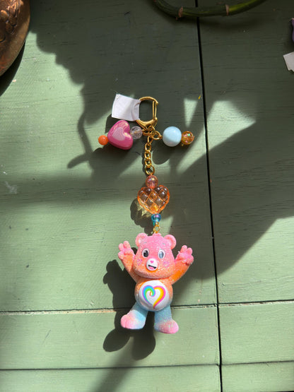 Upcycled Care Bear Keychain • Handmade Nostalgic Bag Charm
