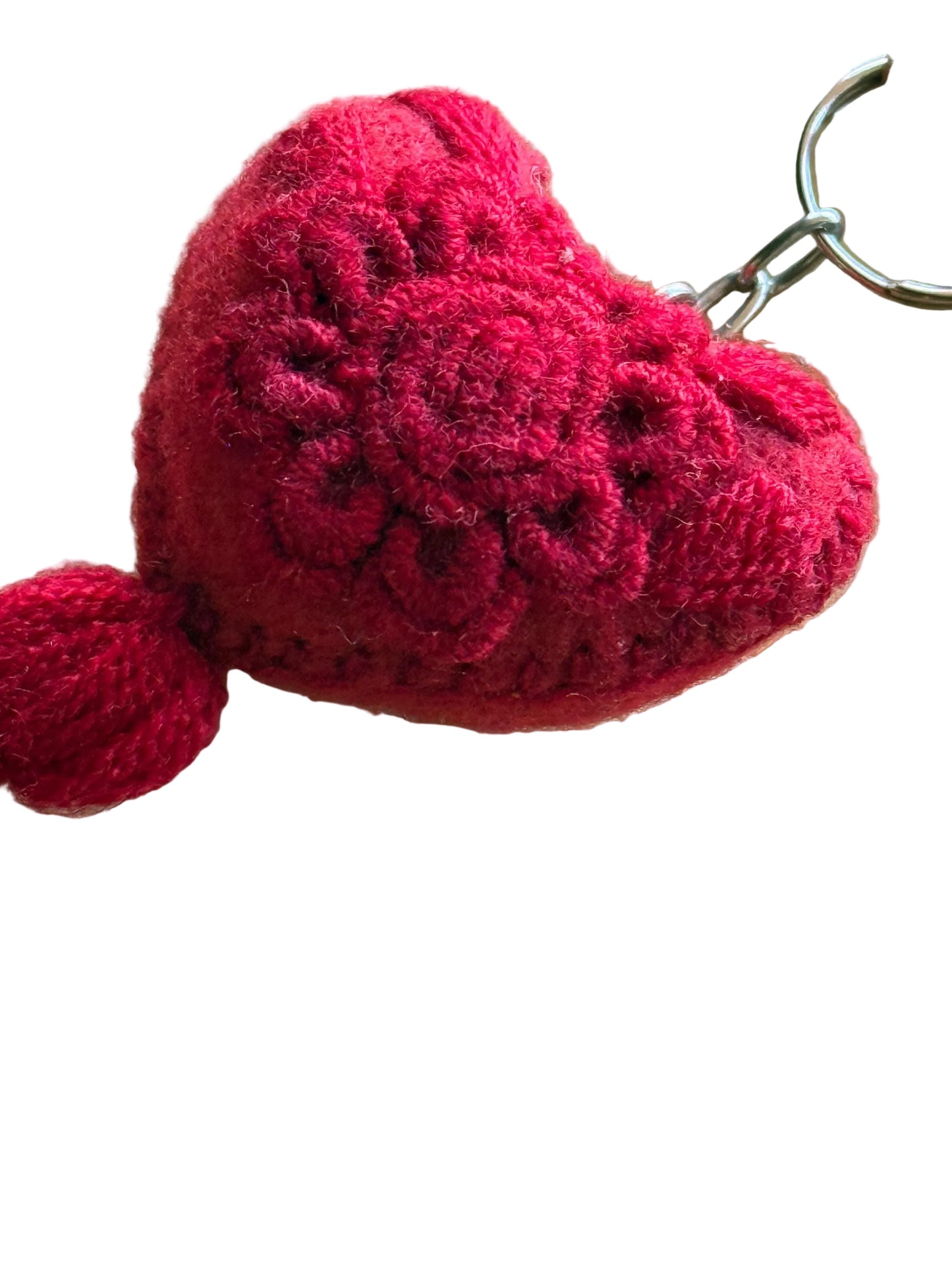 Red Embroidered Heart Tassel Keychain•Mexican Artisan Handmade Keychain•Boho Bag Charm