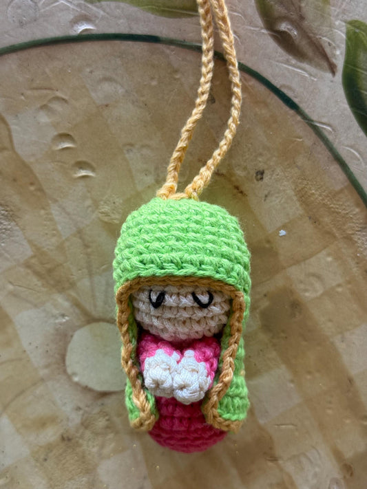 Crochet Virgin Mary Keychain • Mexican Folk Art Amigurumi Ornament